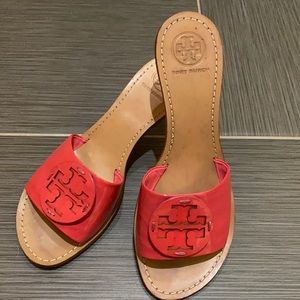 Cutest Tory Burch pink heel sandals size 8 1/2
